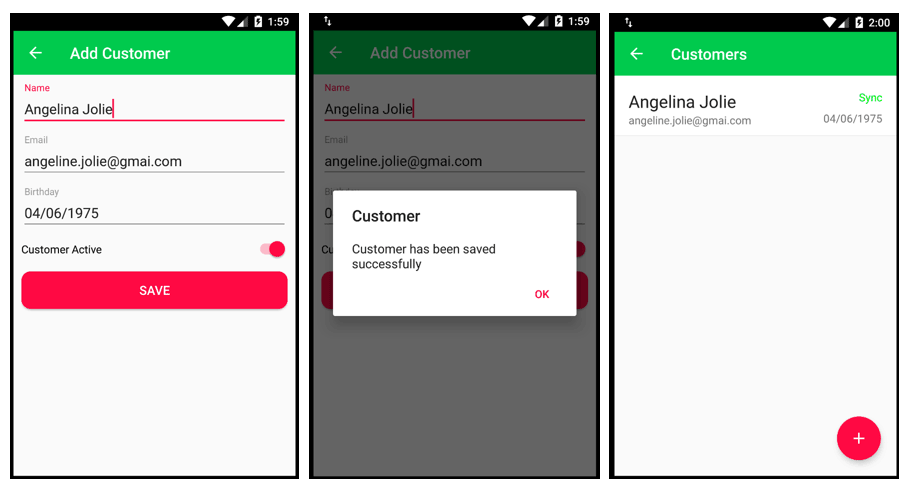 Application Add Customer Screen